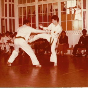 Tony (right) and Steve Hayler fighting at St Marks School Fulham